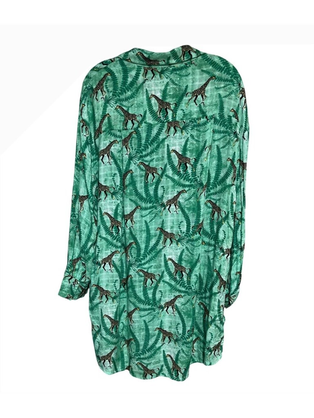 Jane + Delancey Novelty Giraffe Tunic Blouse Green Women M Whimsical Boho Sheer - Picture 3 of 6